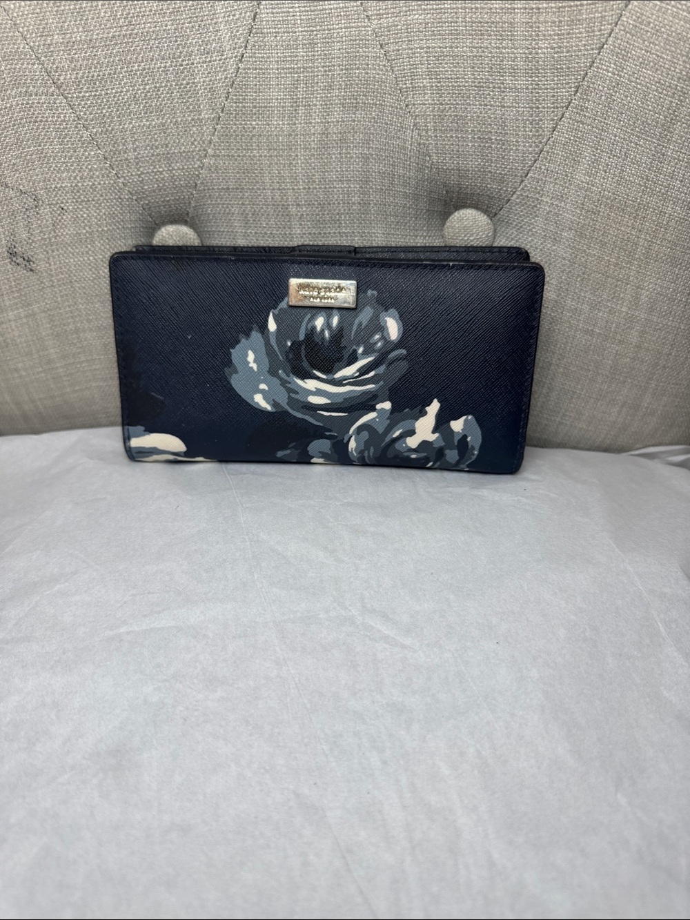 kate spade Navy Floral Saffiano Wallet